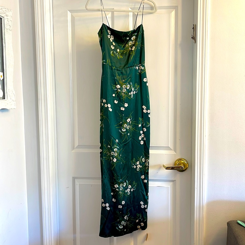 Emerald green floral dress